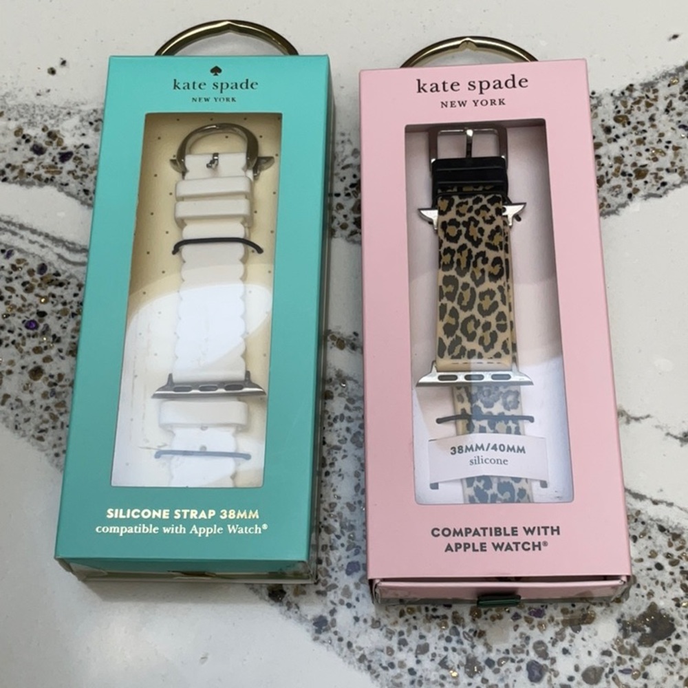 Kate Spade White and Leopard Apple Watch Bands